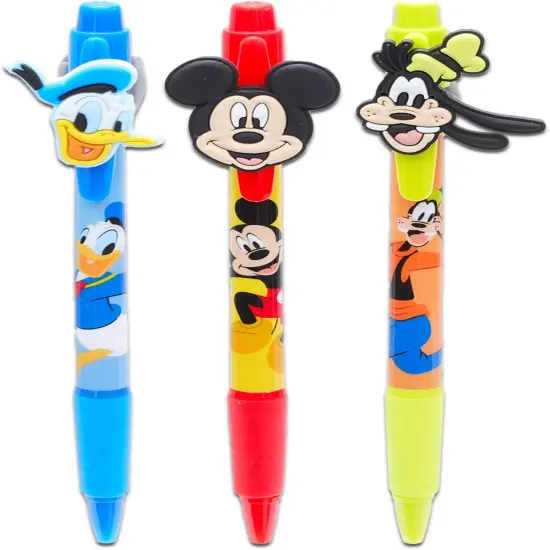 3 Pc Mickey, Donald, Goofy Ballpoint Pens Gift Bundle for Kids Plus Stickers {2}