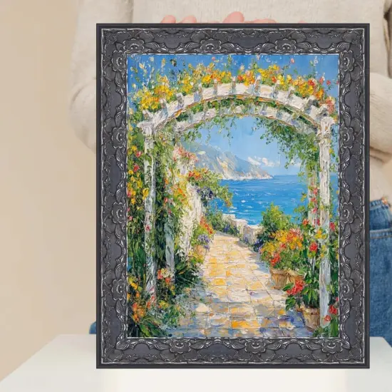 Renaissance Silver Black Ornate Picture Frame 8.5x11 frame {6}