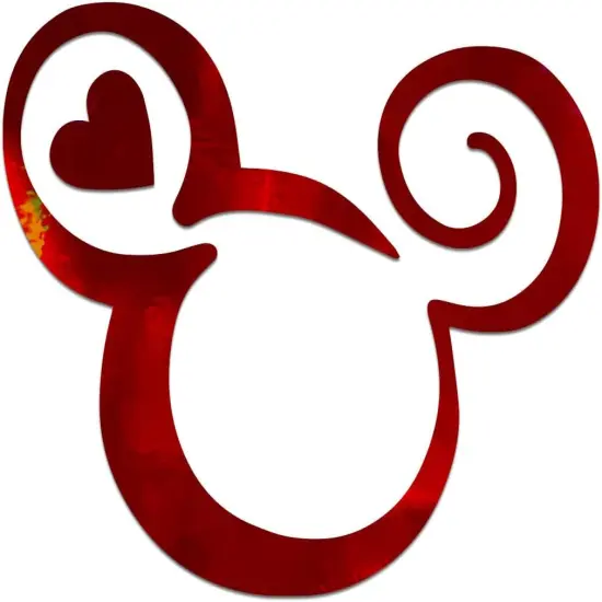 Mouse Head Heart Outline Vinyl Decal Notebook Car Laptop 5.5" x 4.5" (Red Holographic) {1}