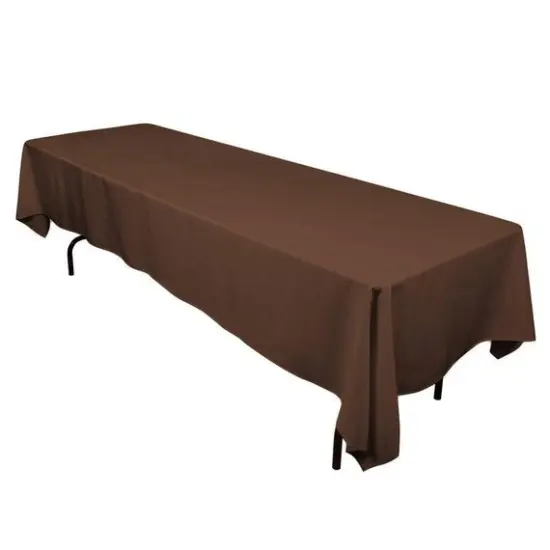 1 Yard Chocolate Rectangle Tablecloth Washable Polyester 60 Inch Wide Ideal for 6 Foot Table {1}