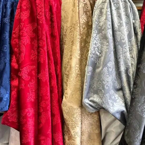 1 Yard Damask Embossed Velvet Upholstery & Drapery Fabric 56" Wide Gold {4}