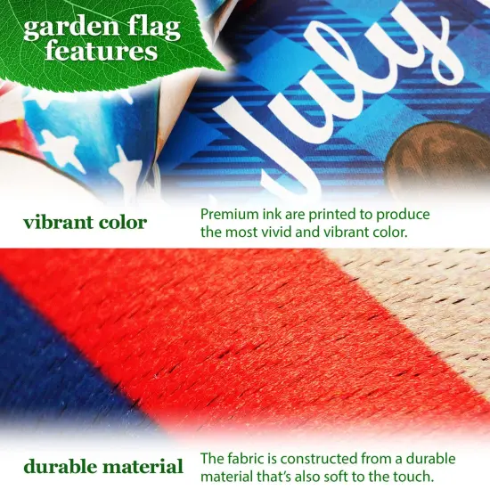 G128 Combo Pack: Garden Flag Stand 36x16IN & Garden Flag 4th of July Gnome Printed 12x18IN Double Sided {3}