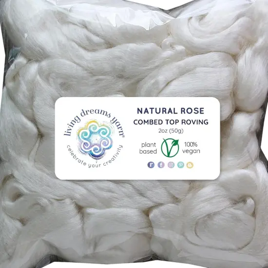 2oz Rose Fiber: Natural White Undyed Combed Top Roving. Plant Based, Eco Friendly, Vegan {1}
