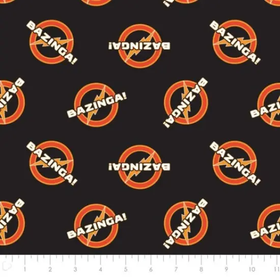 The Big Bang Theory Collection - Bazinga Black Licensed Cotton Fabric by the Yard {1}