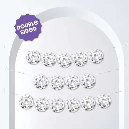 Big Dot of Happiness Disco Ball Garland Banner, 1970s Groovy Hippie Party Decorations, Retro Party Banner, 30 Feet of Cord, 15 Double-Sided Silver Disco Balls {3}