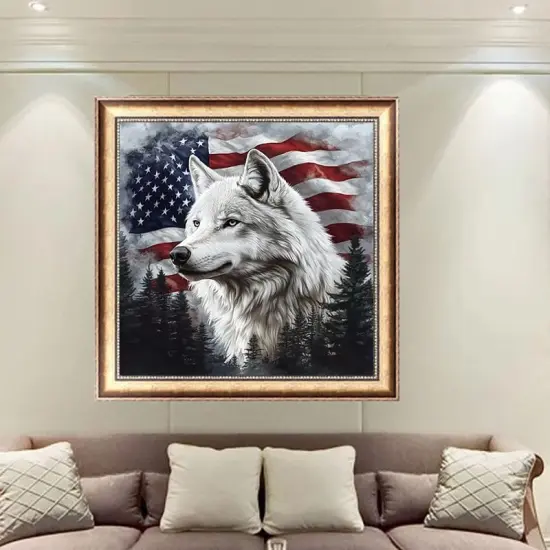 5D DIY American Flag and Wolf Diamond Painting Kits for Adults {2}