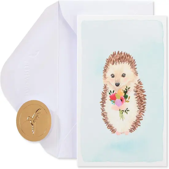 Blank Cards with Envelopes, Hedgehog with Flower (14-Count) {1}