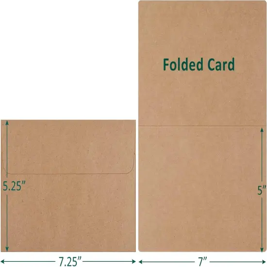 Brown Blank Cards and Envelopes 100 Pack - 5x7 Heavyweight Folded Cardstock and A7 Envelopes Self Seal for DIY Greeting Cards, Invitations, Wedding, Baby Shower, Birthday, Thank You Cards {2}