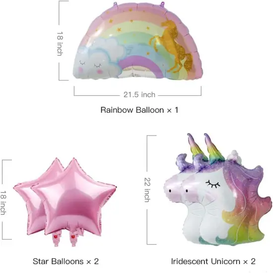 Unicorn Birthday Decorations for Girls 6th Birthday- Bouquet of Unicorn Mylar Balloons for Rainbow Unicorn Party Supplies (Number 6) {2}