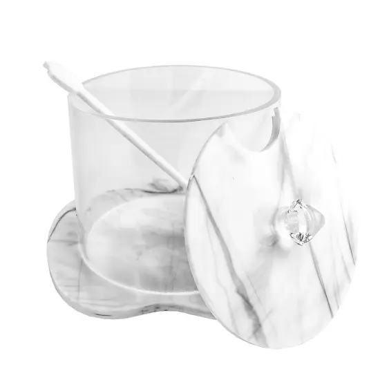 Clear and Glittery Combination Lucite Honey Dish with Spoon Silver {5}