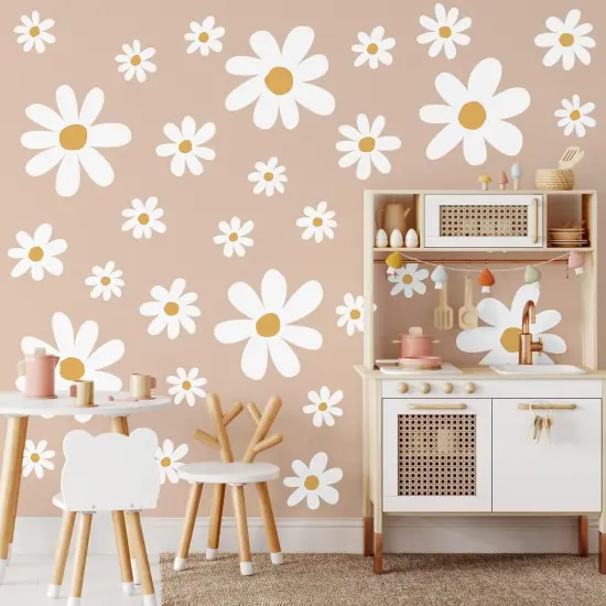 12 Sheets Daisy Wall Decals Flower Wall Stickers Large Daisy Wall Stickers Daisy Decals for Wall Peel and Stick for Nursery Kids Girls Bedroom Living Room Wall Decor {2}