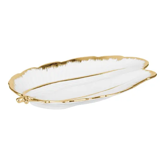 White & Gold Porcelain Leaf Platter {1}
