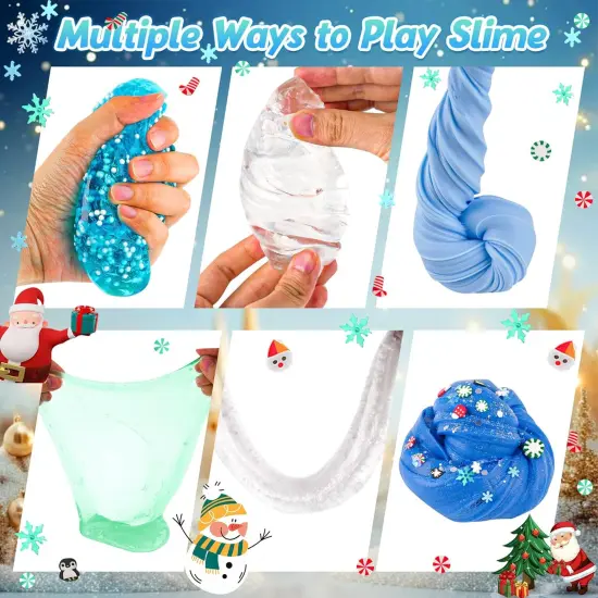 6 Packs Snow Slime Kit - Butter, Clear, Water, Cloud Slimes, Fluffy Slime Making Kit for Kids with Cute Charms & Add-ins, Blue Kids Slimes Kits for Girls & Boys Birthday Christmas Easter Gifts {3}