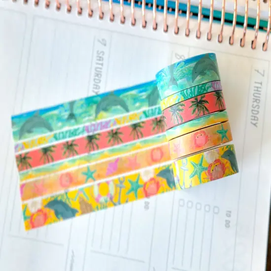 Dolphins Crabs Ocean Beach Key West Vacation Washi Tape Set August 2025 - W138 {3}