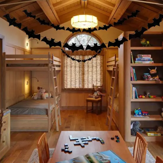 Black Glittery Bat Garland Halloween {4}