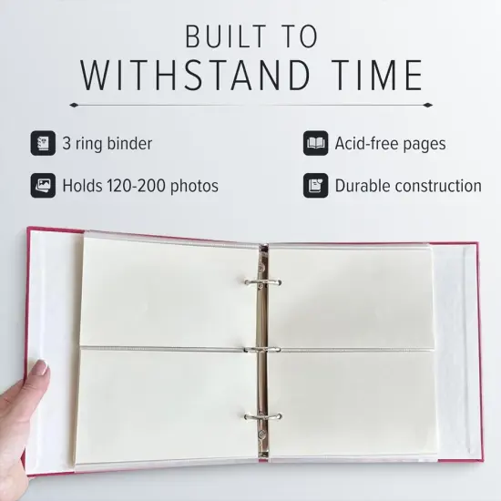 Gallery Leather Compact with Window Album 4x6-3 Ring Binder Photo Album with Window, 60 Pages for 120 Photos, Fillable, Handcrafted - 9.25 x 8 " Camden Red {4}