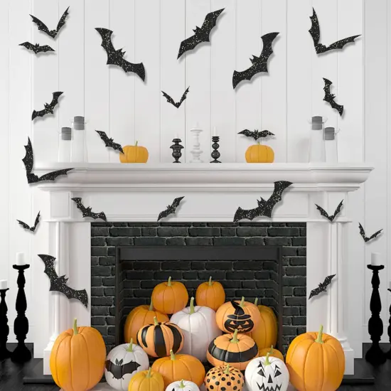 144pcs Halloween Bat Wall Decor {5}