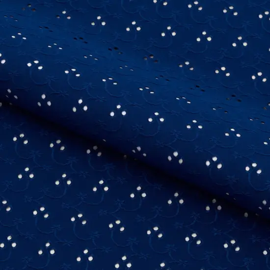1 Yard Eyelet Jacquard Stretch Fabric 4-Way Floral Polyester Spandex for Dance & Swimwear 53&Prime; Width Navy {1}