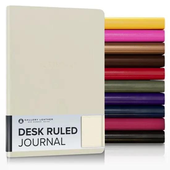 Gallery Leather Journal - Crafted in Maine, USA - Elegant Leather Writing Notebook with 192 Lined Pages - A Timeless Space for Your Thoughts - 8x5.5, Desk Lined Freeport Ivory {1}