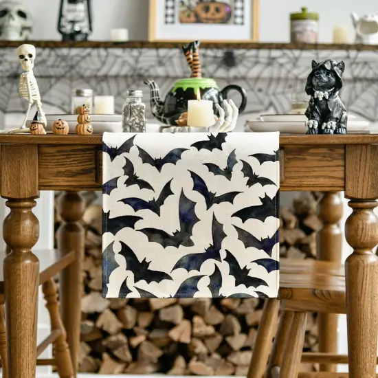 Black Bats Halloween Table Runner {3}