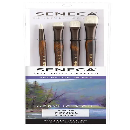 Willow Wolfe Seneca Artist Plein Air Brush Set-Round, Bright, Filbert, Flat {1}