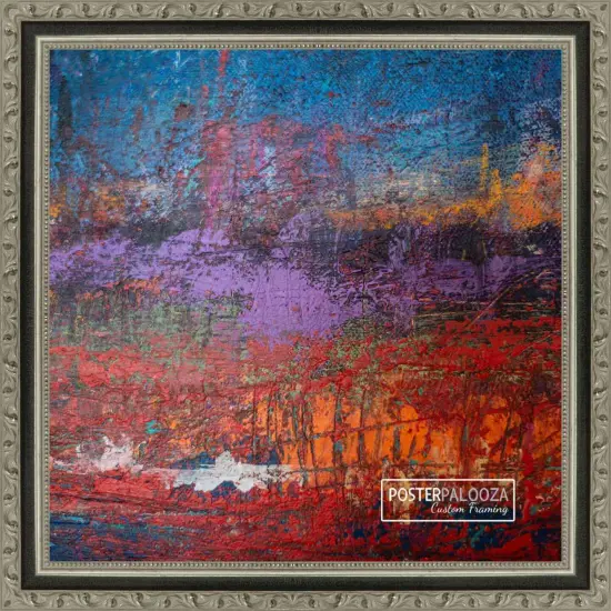 Panoramic Sculpted Silver Picture Frame - UV Acrylic, Foam Board Backing, Hanging Hardware {2}