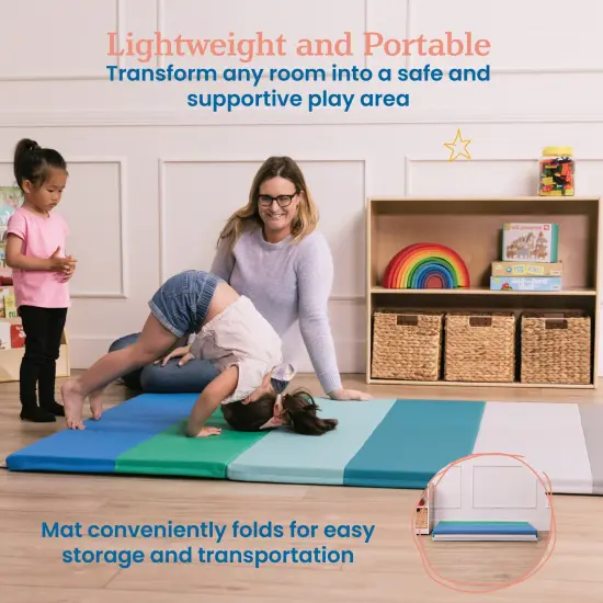 6-Section Rainbow Runway Activity Mat, Folding Playmat Contemporary {4}