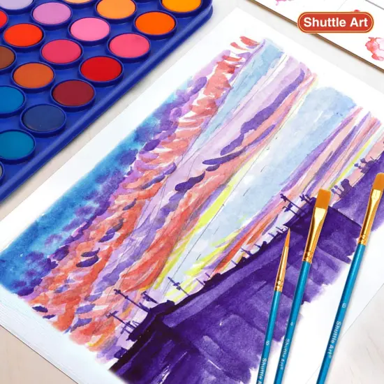 Shuttle Art 43 Pack Watercolor Paint Set, 36 Colors Watercolor Paint Pan Set with 6 Brushes and 1 Watercolor Pad for Beginners, Artists, Kids & Adults Watercolor Painting, Bullet Journal, Calligraphy {5}