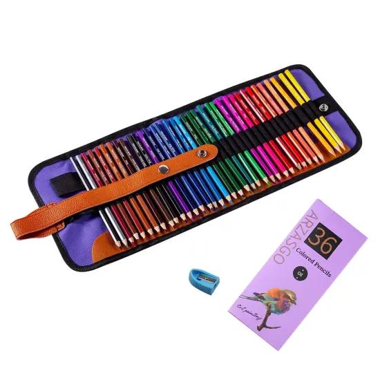 ARZASGO 36 Colored Pencils Set, Artist Coloring Pencils for Adult Coloring Books, Artist Sketch, Premier Drawing Pencils with Canvas Roll-up Pouch Bag and Pencil Sharpener {1}