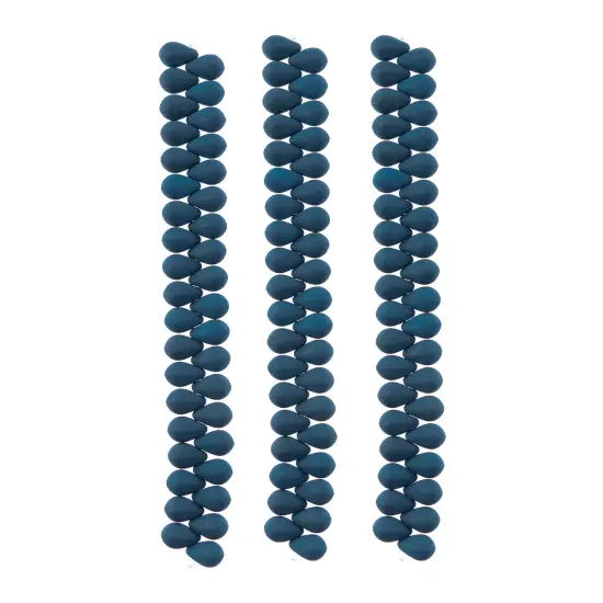 John Bead 114pcs 6x9mm Czech Glass White Alabaster Velvet Drop Bead Strands Dark Teal Blue {3}