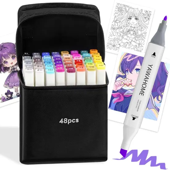 48 Colors Alcohol Markers Set {1}