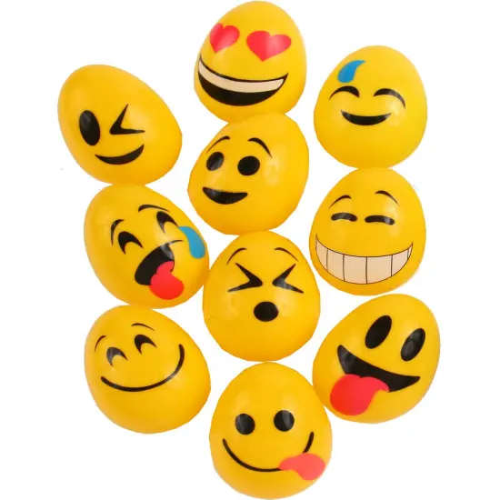 Set Of 10 EasterMoji Emoticon Emoji Face Easter Eggs Decorations {1}