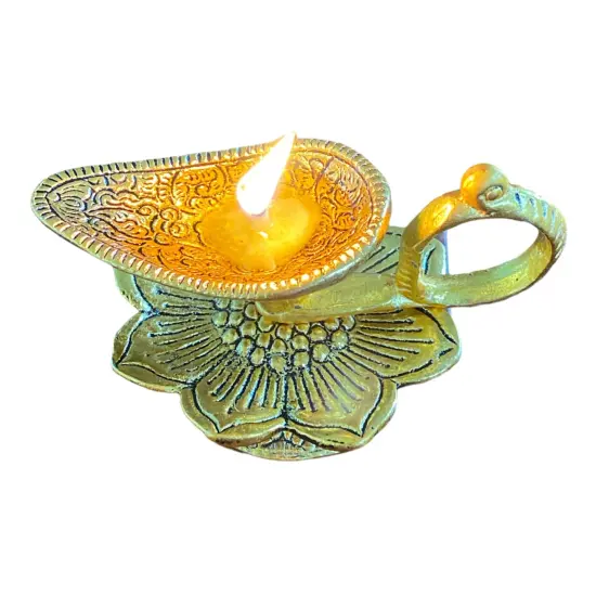 Lotus Brass Finish Diya Deepam Vilakku Samai Oil Lamps for Home Pooja Room Diwali Decor Mandir Temple Akhand Diya Indian Traditional Hindu Puja Religious Deepawali Housewarming Return Gifts {6}