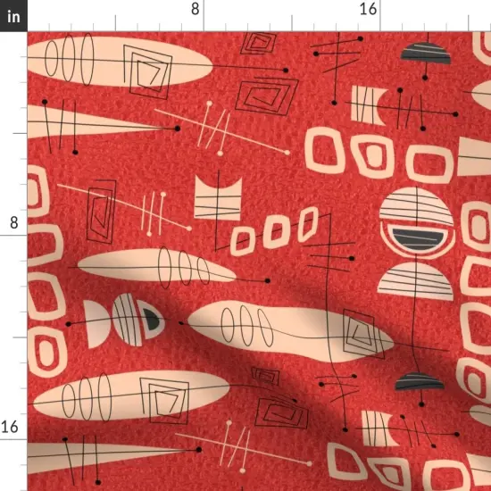 Various Fabrics by the Yard or Fat Quarter Mid Century Atomic Red Modern Abstract Era Inspired Retro Vintage Mod Geometric Cream Custom Printed Fabric by Spoonflower {2}