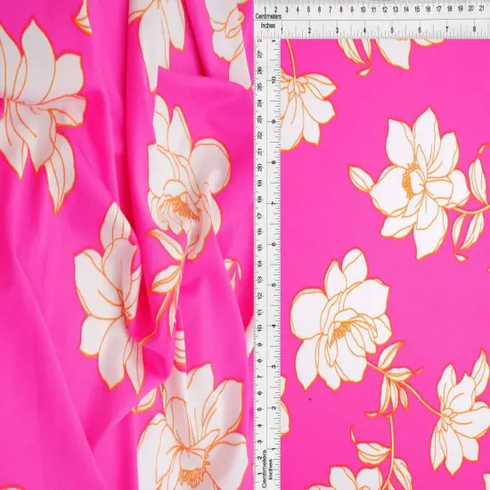 1 Yard Pink Hot Floral DTY Brushed Knit Fabric Stretch Soft Print 58/60 Inches Wide {3}