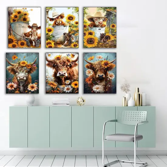 6 Pack 5D Diamond Painting Kits for Adults (E 6 Pack Cow) 15.7 x 11.8 x 0.1 inches {5}