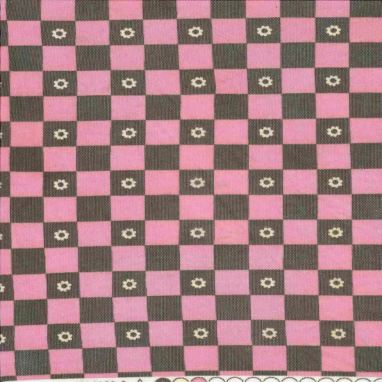 1 Yard Polyester Spandex 80 GSM Mesh Fabric, Flower Checker Print Lightweight Soft Stretch 54" Width IVORY/BROWN {6}