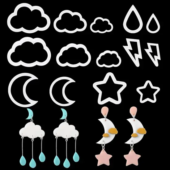 14 Pcs Polymer Clay Cutters Set, Cloud Moon Star Crescent Clay Earring {1}