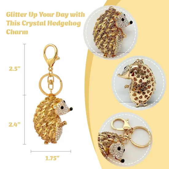 Wrapables Crystal Bling Keychain, Keyring Purse Handbag Pendant Charm, Gold Hedgehog {2}