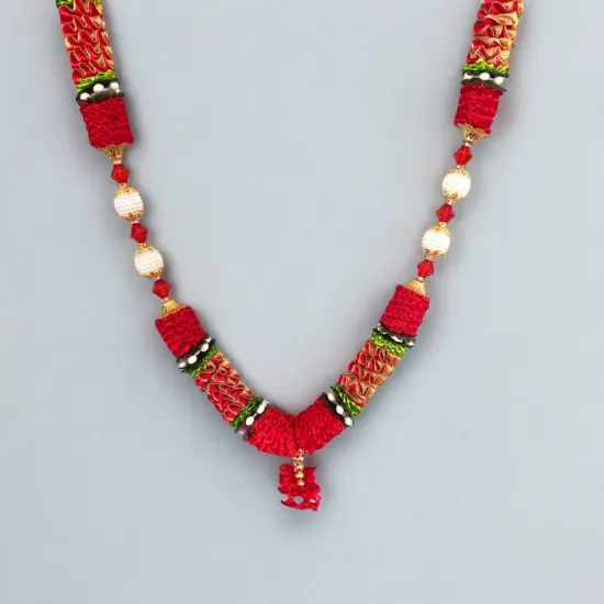 1 ct. Indian Garland Haar Mala 16 Inch God Goddess Haar Mala Idol Pooja Item Garland for Photo Frame Idol God Shringar Mala Reusable Satin Mala Temple Decor {4}