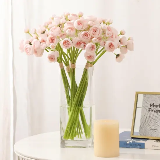 24Pcs Ranunculus Artificial Flower Floral Arrangement (Light Pink) {3}