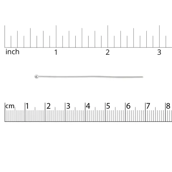 JewelrySupply Head Pin with 2mm Ball 2" 22 Gauge Silver Plated (Pack of 10) {2}