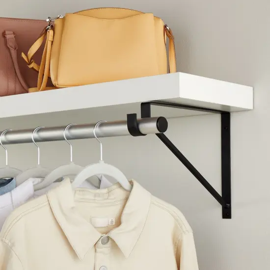 4 Pack Metal Closet Hanging Shelf Rod Bracket Holder and Support, Heavy Duty Bar for Shelving (Black, 12.5 x 1 x 9.5 in) {5}