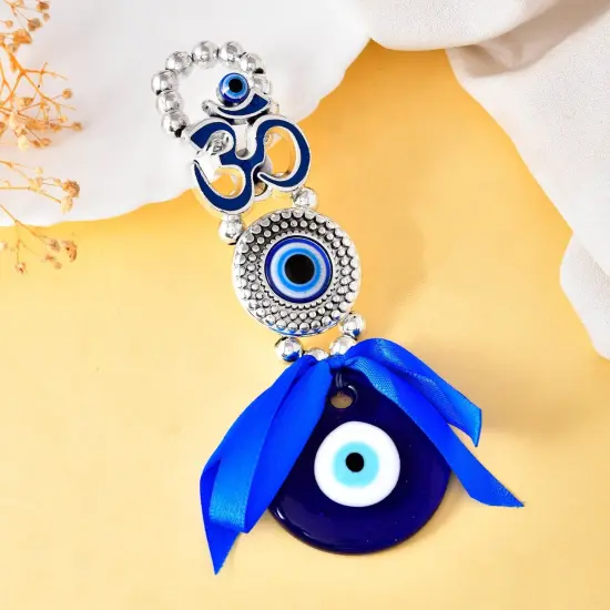 Evil Eye Hanging Decoration Om Design Evil Eye Decor for Living Room Bedroom Office Car Hanging Turkish Nazar Amulet Door Wall Hanging Ornament for Good Luck Pendant Charm Gift (6 Inch) {6}