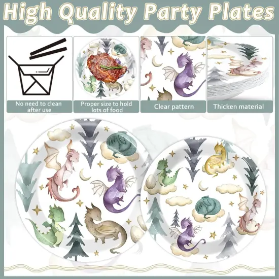 98 Pcs Watercolor Dragon Party Tableware Set - 24 Guest {3}