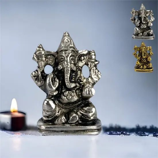 Lord Ganesha for Car Idol Metal Ganpati Showpiece Ganeshji Figurine God of Luck and Success Home Decoration Car Dashboard Return Gifts Housewarming Pooja Diwali {4}