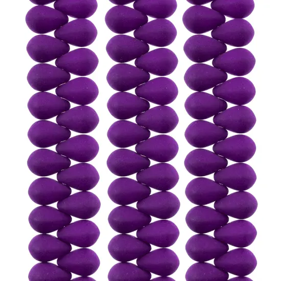John Bead 114pcs 6x9mm Czech Glass White Alabaster Velvet Drop Bead Strands Violet {1}