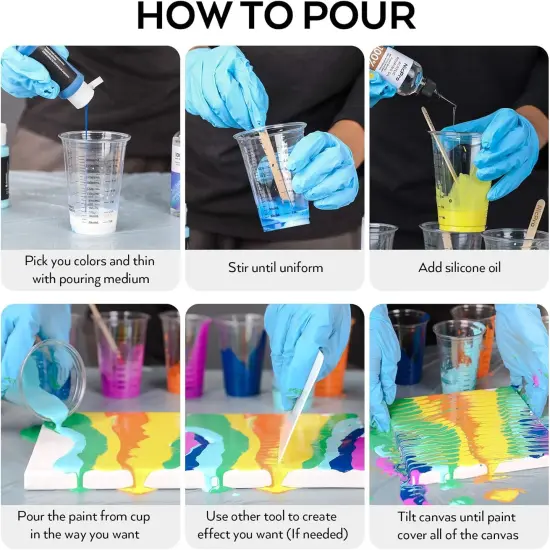 Acrylic Pouring Kit, Artist Starter Supplies Including 19 Colors Acrylic Paints {5}