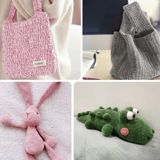 Chenille Yarn for Crochet (Black) {5}