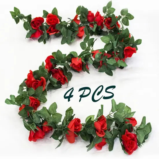 4 Pack Artificial Rose Vine Garland {1}